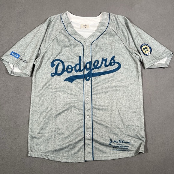 Jackie Robinson #42 Jersey M Gray Los Angeles LA Dodgers 75th‎ Anniversary MLB - Picture 1 of 9